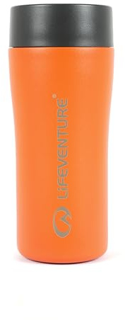 Lifeventure One-Touch Thermal Mug, 360° Push-Click Commuter Lid, 350ml | Leakproof Lid with all-round drinking, keeps hot drinks hot for up to 4 hours & cold drinks cool for up to 10 hours, Orange