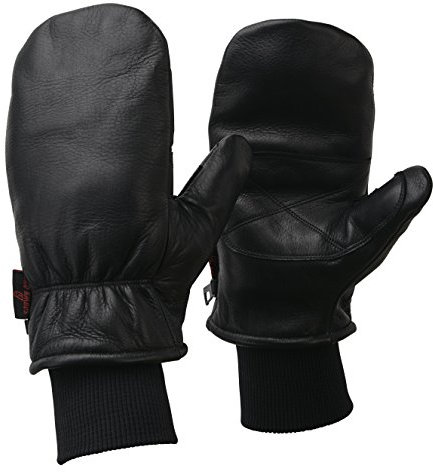 Alpine Owl Aspen Leder Ski Fäustlinge Warm Winter Handschuhe Wasserdicht (Schwarz, L)