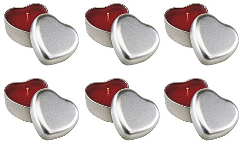 noTrash2003 Kerzen-Set Herz Kerze in Metall-Dose Geschenkidee Valentinstag Vanille-Duft (6er Set)