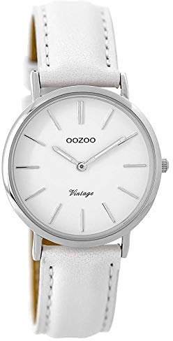Oozoo Vintage Damenuhr Lederband 32 MM Weiss/Weiss C9313