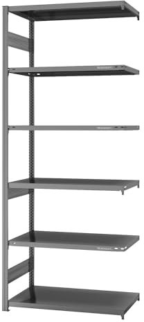 eurokraft | pro | System-Steckregal | Bauart mittelschwer | Regalhöhe 2500 mm | Anbauregal | Breite x Tiefe 1000 x 600 mm