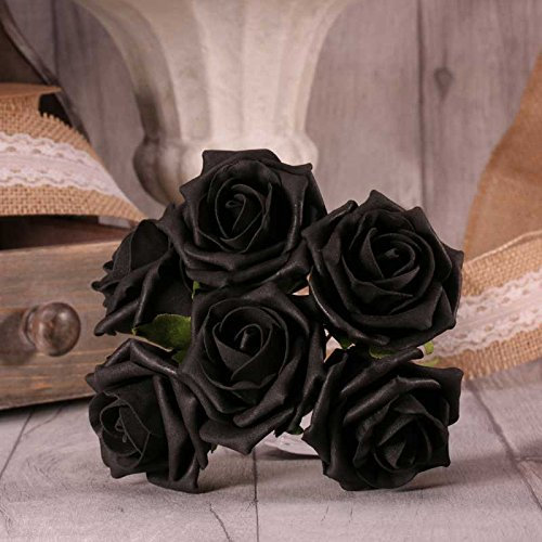 Apac Foam Rose Bunch for Wedding Floral Bouquets Decor Centrepieces (Black)