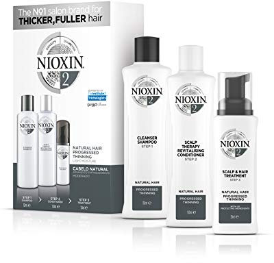Nioxin Trial Kit 2 Haarpflegesystem, Dreiphasen-Haarpflege, Reiniger und Revitalizer für die Kopfhaut, 3 Stück