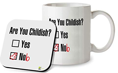Kruzroyal SM065 are You Childish? yes nob/Funny/Rude - 11OZ Mug & Matching Coaster Set