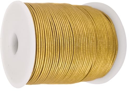 esnado Lederschnur Rund - 1 mm. Gold. 10 Meter | ECHTES Leder | pflanzlich gegerbt | ideal für die Herstellung von Schmuck und Armbändern, Basteln oder Dekorieren, DIY-Projekte, Mittelalter