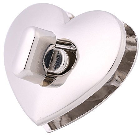 Hztyyier 5 pezzi Serrature per borsa, Chiudi borsa a cuore in metallo Argento for chiusura sicura pelletteria