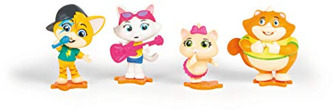 44 Gatos - Figuras articuladas Lampo, Miladay, Pilou y Albondiga, Pack 4 Figuras 8 cm (Smoby 180173)