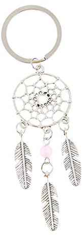 chiwanji Attrape-rêves Turquoise Plume Conception Porte-clés Pendentif Charme Porte-clés, Rose, comme décrit