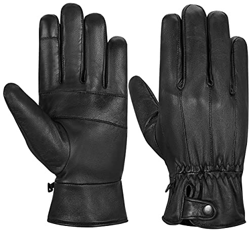 Hand Fellow Herren-Handschuhe aus weichem Nappa-Schaffell, warme Winter-Lederhandschuhe, Fleece-Futter, Thinsulate-Handschuhe