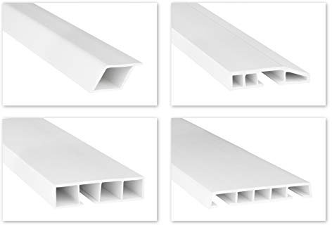 HEXIM Fenster/PVC Deckleisten Sonderformen - speziellen Hohlkammerprofile mit abgeschrägten Kanten und zum Klipsen, wahlweise mit Schaumkleband - 2 Meter je Leiste (45x10mm, HJ 223)