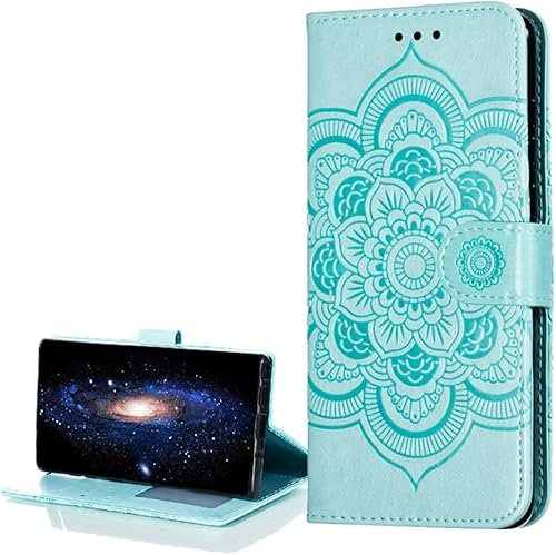 LEMAXELERS Nokia 5.3 Hülle,Für Nokia 5.3 Handyhülle Prägung Mandala-Blume Flip Case PU Leder Cover Magnet Schutzhülle Tasche Ständer Handytasche für Nokia 5.3,LD Mandala Green