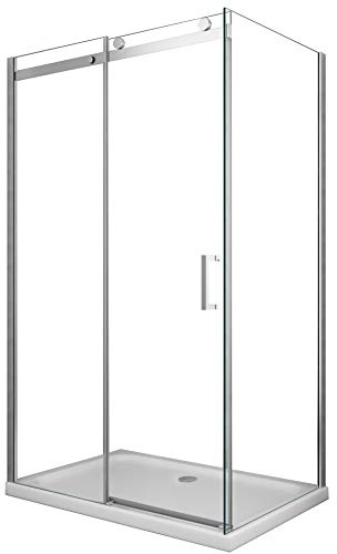 Cabina de ducha de 8 mm compuesta por dos lados H.190 una pared fija y una puerta corredera (70 fija x 100 corredera)