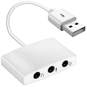 Carte Son Audio 3D Son Stéréo Plug and Play 3 Ports Externe 7.1 Canaux Carte Son USB Ordinateur Portable pour USB en Direct Blanche
