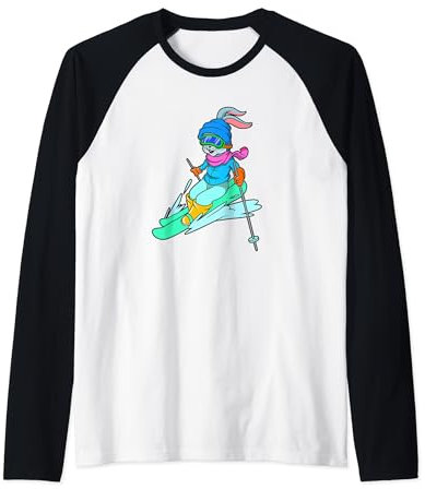 Comic Hase fährt Ski Raglan