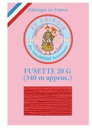 Sajou Fil à bâtir Coton fusette - 340 mètres - Fil Au Chinois Fabriqué en France - Couleur Rouge - Col. 371