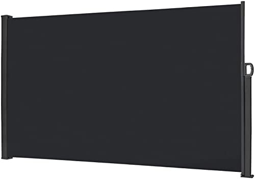 NAIZY Toldo Lateral retráctil 180x300cm Protección de privacidad retráctil 100% poliéster UV con asa para balcón, terraza y jardín - Antracita