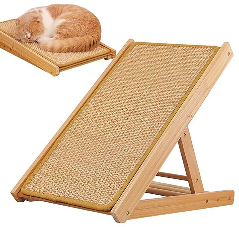 Rascador para gatos de sisal, rampa duradera para gatos de interior, cama ajustable de tres alturas diferentes para gatos de juguete