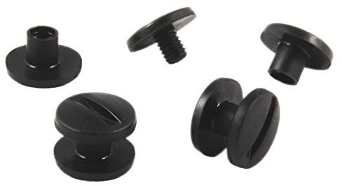 Buchschrauben aus Kunststoff | Schwarz oder weiß | Größe wählbar | 20, 50, 100 oder 1000 Stück | Schraubnieten aus Kunststoff | Für Hefte, Alben, Karten, Mappen etc. / schwarz, 10 mm, 50 Stück