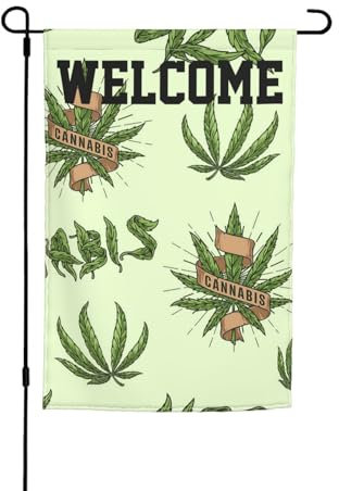 Willkommensgartenflagge, Unkraut, Gras, Blätter, Hofflaggen, wetterbeständig, Bauernhaus, Outdoor, Veranda, Dekoration, Heimdekoration, 30,5 x 45,7 cm