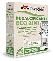 Meliconi Descaleante Eco 2-en-1, Antical para Máquinas de Café y Pequeños Electrodomésticos, Fórmula Natural, Envase Reciclable, 2 Frascos para 4 Tratamientos.