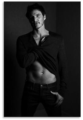 YBRAVO Pedro Pascal Black And White Poster Dekorative Malerei Leinwand Wandkunst Wohnzimmer Poster Schlafzimmer Malerei,Wandkunst Bilddruck Moderne Familienzimmer Dekor 08x12inch(20x30cm)