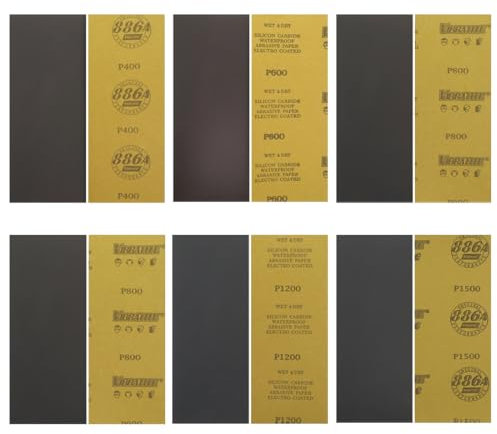 JSKWIKE 12 Pcs Papel abrasivo de papel abrasivo autoabrasivo, 400/600/800/1000/1200/1500 cada dos piezas, papel de lija impermeable en seco y húmedo