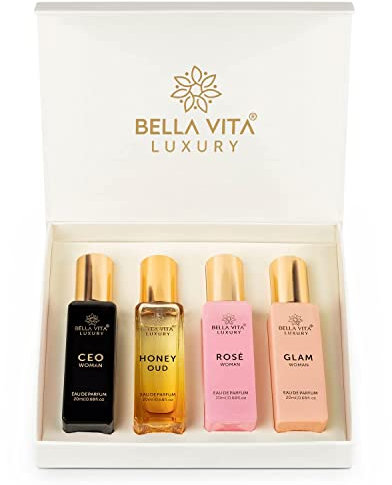 Ethnic Choice Luxury Woman Eau De Parfum Gift Set 4x20 ML for Women with CEO, Honey Oud, Glam,Rose Perfume|Floral,Fruity Long Lasting EDP Fragrance Scent