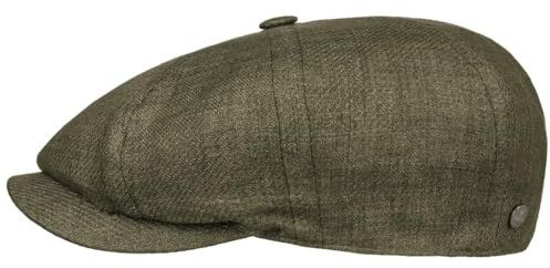 LIERYS Millerstown Flatcap Unifarben Herren Schirmmütze 100% Leinen Made in EU Frühjahr Sommer Oliv XL (60-61 cm)