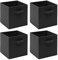 Homullel Foldable Storage Cube Boxes Set of 4, Storage Unit Box with Handle/Eyelet, Collapsible Storage Bins Organiser for Shelf Closet Organization (With Handle, Black)