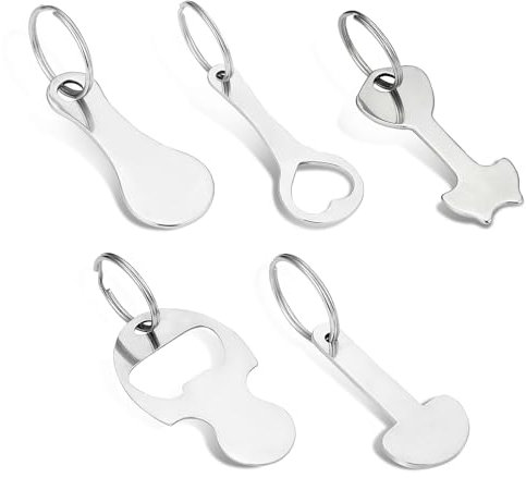 Einkaufswagen Chips, 5 Stück Einkaufswagenlöser Metall Schlüsselanhänger Einkaufschip Rausziehen Edelstahl Flaschenöffner Einkaufswagenchip Multitool Trolley Einkaufschip