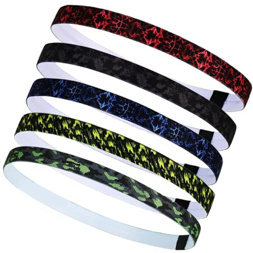 RDNKVB 5pcs Bandeaux de Sport Bandes de Sport antidérapantes Sports Bandeau Élastique Cheveux Bande pour Jogging Football Faire Yoga Exercice