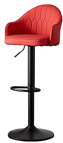 Lsoiup Drehbare Barhocker mit Rückenlehne und Fußstütze, Barhocker aus PU-Leder, gepolsterter Barstuhl, Dickes Kissen, Metallbeine, verstellbare Thekenhocker für Küche, Esszimmer und Hausbar, rot