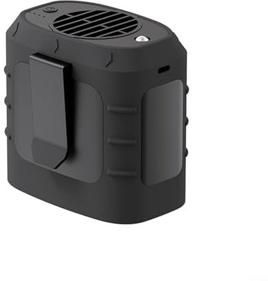 Flügelloser Taillenventilator für Camping, 8000 mAh Akku, Anti-Sturz-Design, Taschenlampen-Funktion (schwarz)