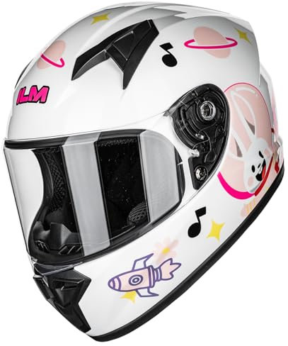 ILM Motorradhelm Kinder Integralhelm Full Face ECE Model MF521,Weltraum-Kaninchen,L