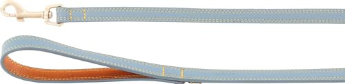 Flamingo Leine für Hund Virginia hellblau 130cm 15mm - Karabinerhaken mit einem matten goldfarbenen Finish - Mit Ring für Zubehör
