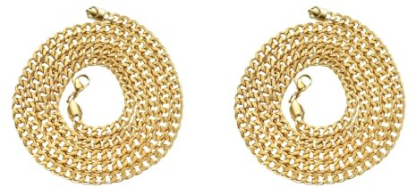 WRITWAA 2er Herren Goldkette 60cm, Edelstahl Kubanische Gliederkette, Vergoldet, Elegantes Design FüR LäSsige Und Formelle Outfits, Hochwertige Legierungsmaterialien