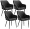 SONGMICS Esszimmerstuhl, 4er Set, Küchenstuhl, Sessel, Samt, Polsterstuhl mit Armlehnen, Loungesessel, bis 120 kg belastbar, Metallbeine, für Esszimmer, Küche, tintenschwarz LDC087B14