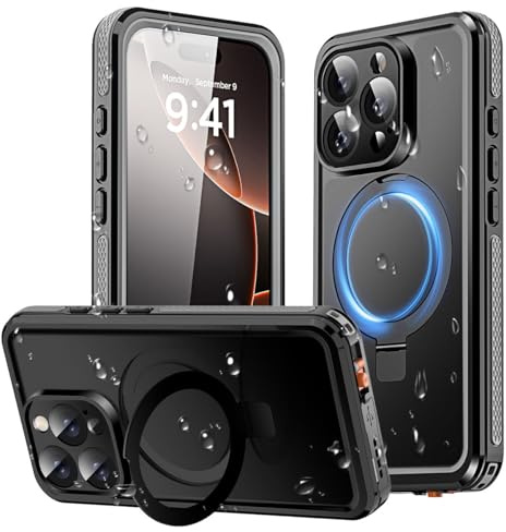 AICase Magnetic für iPhone 16 Pro Hülle Wasserdicht,Magsafe[Kamera-Steuerung][Unsichtbarer Tragering und Bildschirmschutz][IP68 Unterwasser][Tropfsicher][Staubdicht][Real 360] Schutzhülle