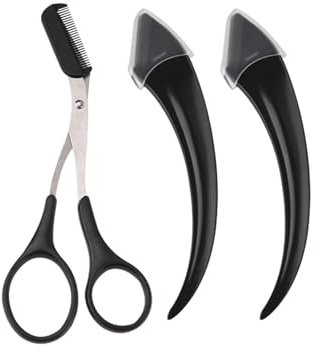 Juego de 3 Herramientas de Modelado de Cejas,Tijeras Para Cejas,Tijeras Cejas Mujer,Tijeras Profesionales para Recortar Cejas,Corta Cejas para Recortar las Cejas y las Pestañas para Mujeres y Hombres