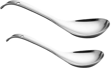 OFFSCH 2 Cucharas De Acero Inoxidable Para Arroz Para Cocina Eléctrica Cuchara Para Servir Sopa En Casa Utensilio De Comida De Hotel Cucharas Multifuncionales Plateadas Para El Hogar