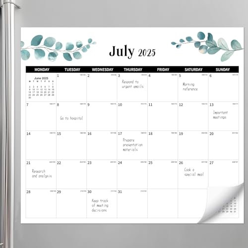 2025/26 Magnetic Calendar for Fridge, Fridge Calendar from Jul 2025 to Dec 2026, Family Calendars 2026 Month to View for Daily Monthly Plan, Thick Paper 18 Months, 33 X 29 cm