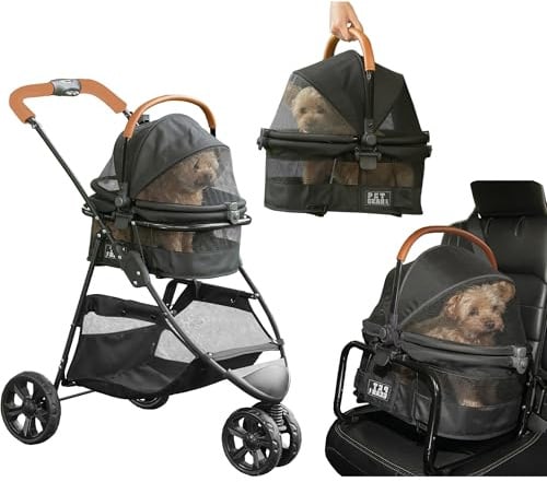 Pet Gear, Ein Familienunternehmen in Vermont seit 1936, 3-in-1-Reisesystem, View 360 Kinderwagen verwandelt sich in Tragetasche und Sitzerhöhung mit Easy Click N Go Technologie, für kleine Hunde und