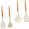 LIFKOME Juego De Utensilios De Cocina Antirrayaduras Espátula y Cucharas De Silicona 4 Piezas Mango De Madera