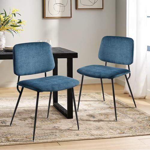 COLAMY Esszimmerstühle 2er Set, Moderner Küchenstühle, Polsterstühle, Esstisch Stühle, Stühle Esszimmer, Stoff, Metallbeine, Grün