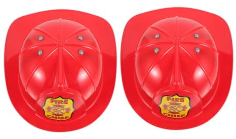 HONITANO 2stücke Junge Mädchen Feuerwehrhelm Roter Feuerwehrmann Hut Für Rollenspiele Kostümpartys Und Kreative Aktivitäten Robust Und Sicher Für Kleine Feuerwehrfans