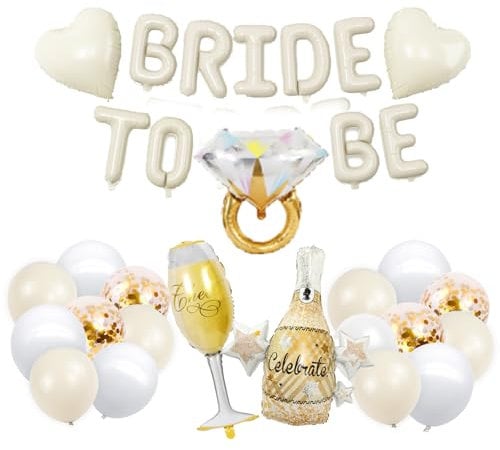 KOBOKO Bride to Be Deko Ballons, Junggesellenabschied Frauen Deko Luftballons, Jga Deko Frauen Folienballons, Beige Ballon für Junggesellenabschied Deko, Brautparty, Hochzeit, Bachelorette Party Deko