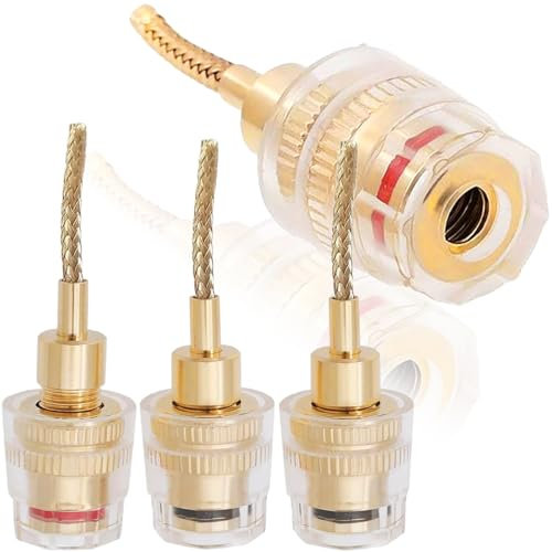 Xiatiaosann 4 Pcs Flex Pin Banana Plug to 4mm Female Banana Jack Speaker Audio Connector Adapter for Spring Loaded Terminals, Amplifiers, Audio Equipment(Braided-Type)