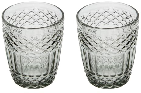 KASANOVA Set 2 Bicchieri Acqua Vetro Grigio Lavorato Amalia