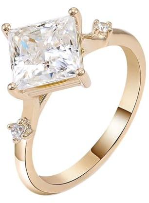 Wedding Ring Women Gold, Promise Ring Women 14K Gold Einfach Moissanit Geburtstagsgeschenk Größe 57 (18.1)