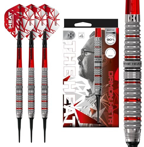 Harrows Damon Heta 90% Tungsten Darts Series 4, Softtip Darts Set Available in 18g & 20g with Alamo VS2 Shafts & Silica Flights, Professional Player Inspired Design for Electronic Dartboards